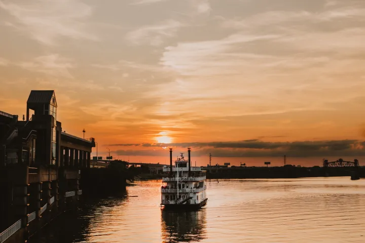 a sunset over a body of water