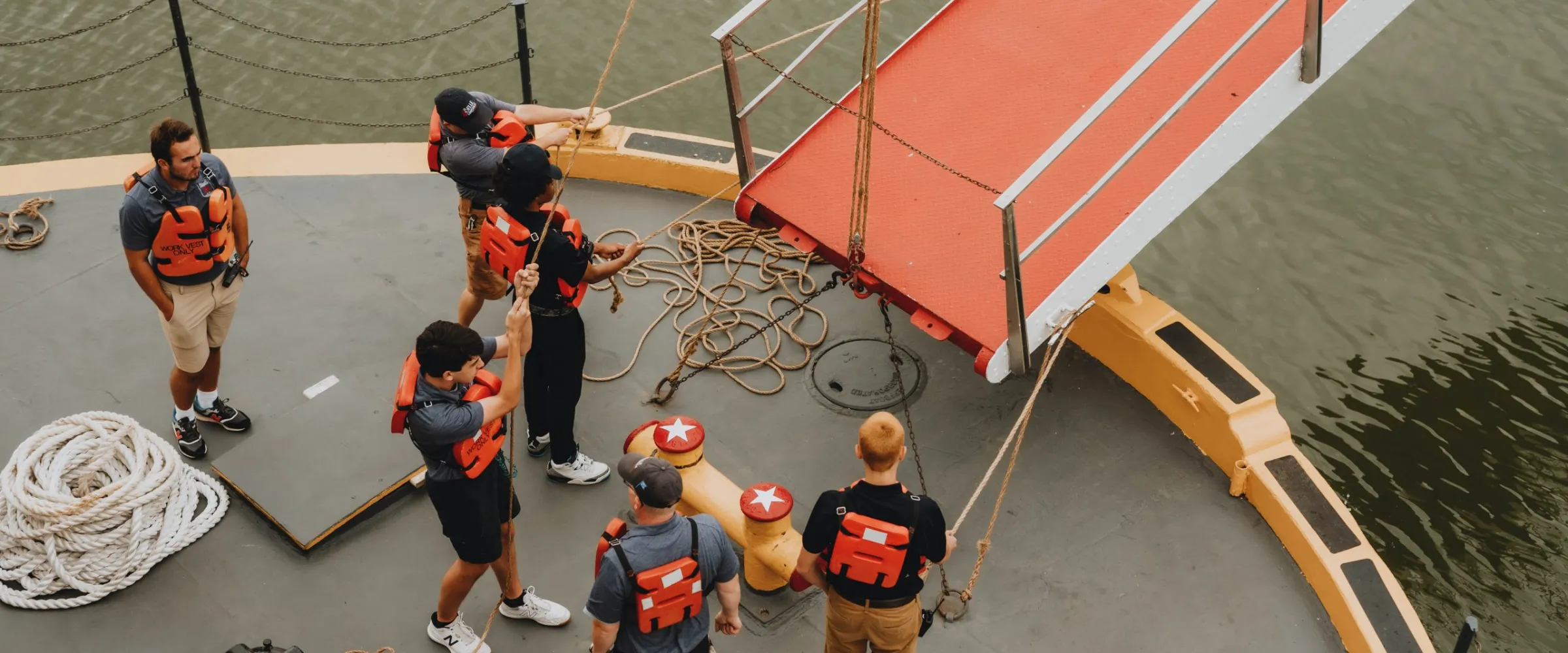 a group of people on a boat
