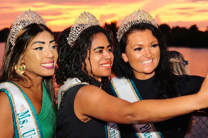 a couple of people posing for the camera