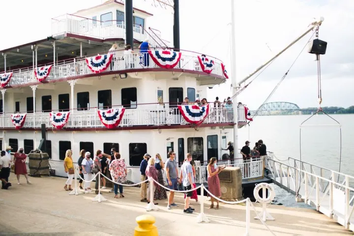a group of people on a boat